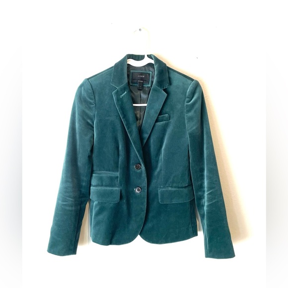 J. CREW Schoolboy Blazer Velvet Evergreen Forest Green Sz 00 - Picture 3 of 9